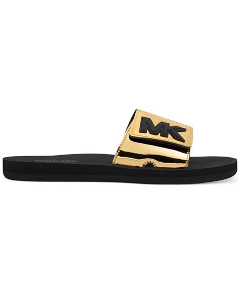 michael kors slides gold|Michael Kors slides with studs.